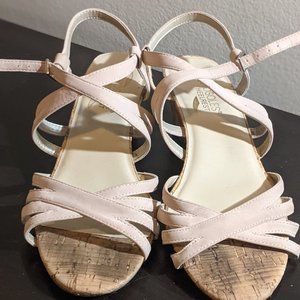 7.5 | Aerosoles | Blush Strappy Cork Low Wedge